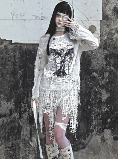 Girl Tops Illustration Window Damaged