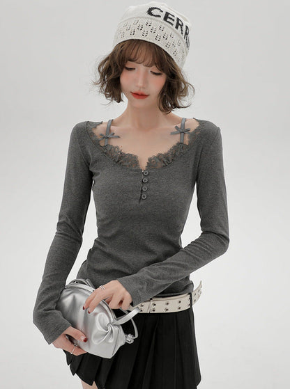 Ribbon Dzire Suspender Pure Lace Top Slim