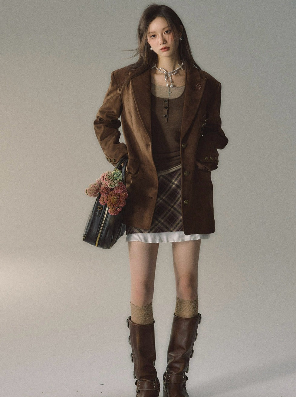 Velvet Suit Plus Imitation Suede Jacket