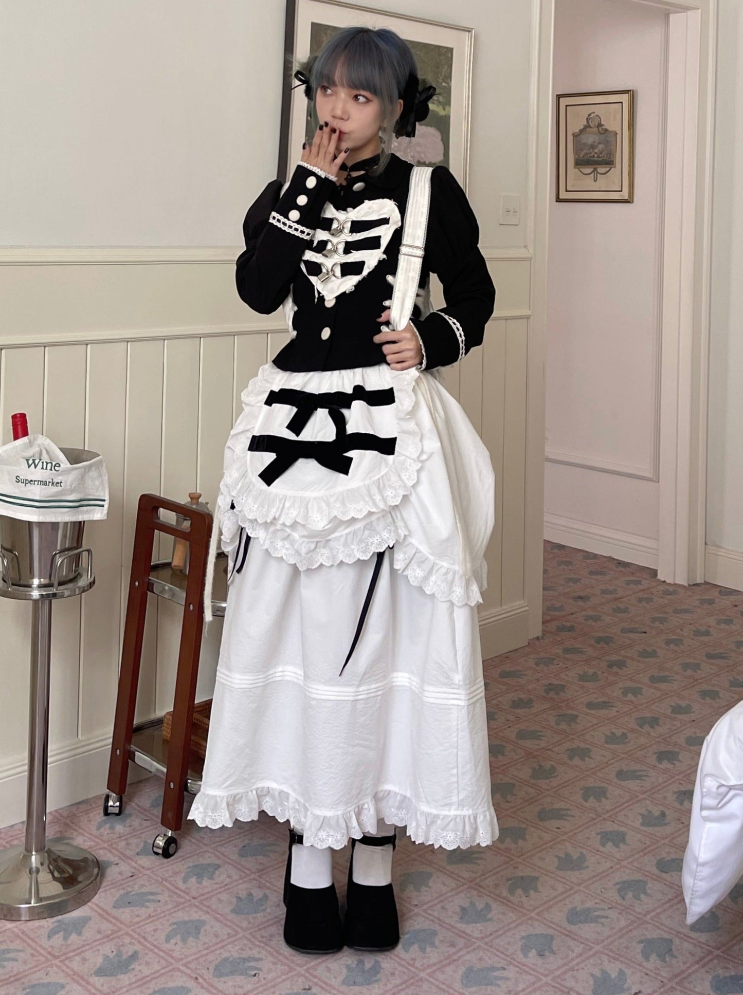 Puff Ram Spitzen-Beinoberteil mit Gürtelärmeln und Rüschen