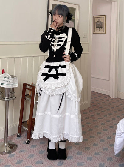 Puff Ram Spitzen-Beinoberteil mit Gürtelärmeln und Rüschen