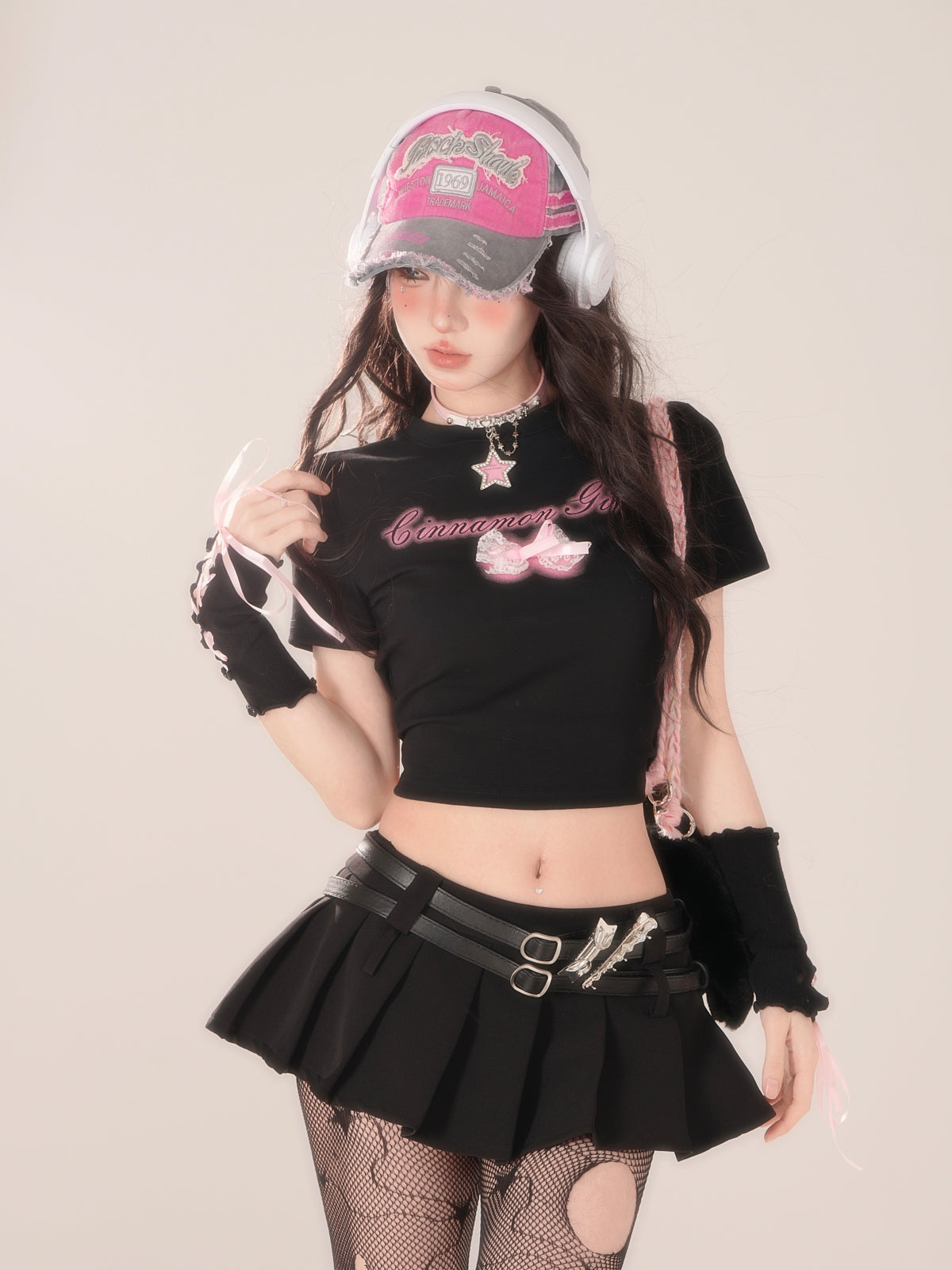 Flying Slimming Short Love Tops Schwarz