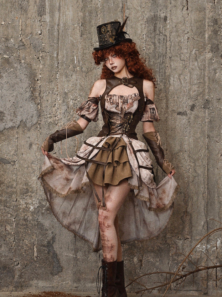 レザーケージレトロバードベストスチームパンク