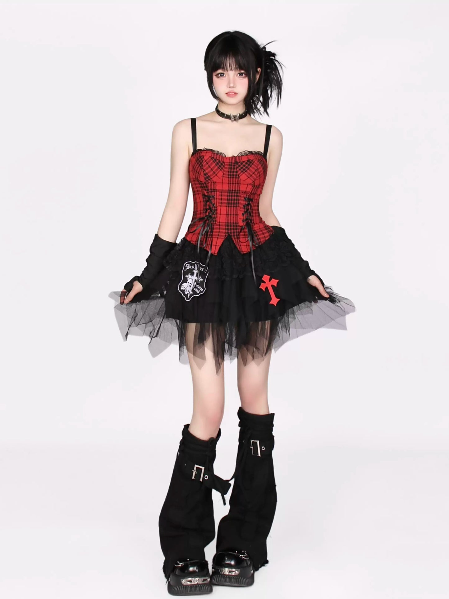 Tulle Girl Cake Skirt Rock Gothic Red + Camisole