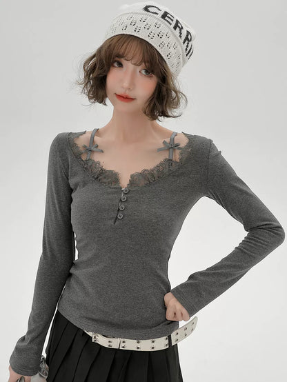 Ribbon Dzire Suspender Pure Lace Top Slim