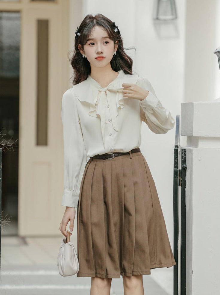 シックなシャツ シフォン フレンチフリル レトロ