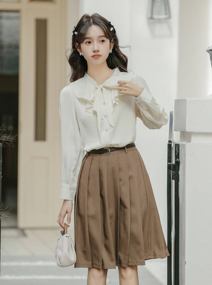 シックなシャツ シフォン フレンチフリル レトロ