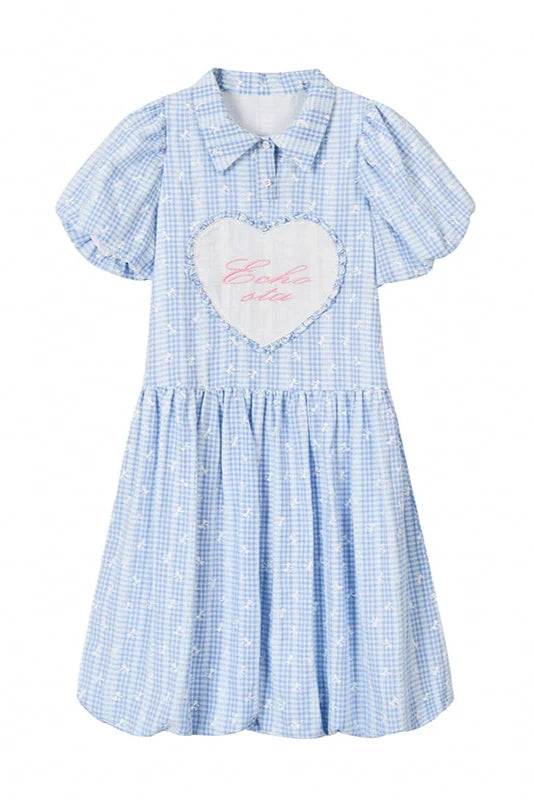 Prinzessin Blumenärmel Bubble Kleid Liebe