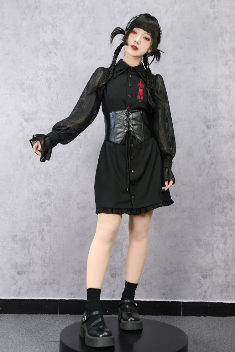 Kleid Laterne Chinesische Ärmel Durchsichtig