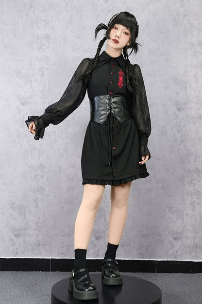 Kleid Laterne Chinesische Ärmel Durchsichtig