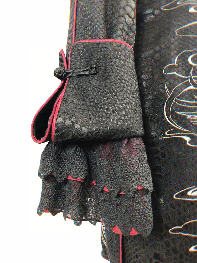 チャイナロリータゴゴシックケープ+ロングジャケット+キャミソール+スカート+ウエストバンド