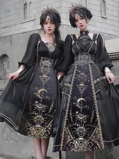 フルスリーブモデル シースルーショートヤーンドレス ショルダー + サス + ナイトメアホルス