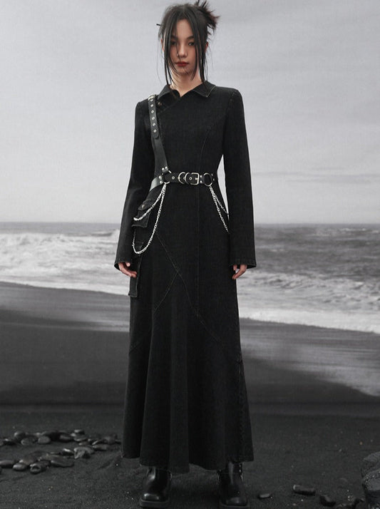 Fischschwanz-Spleißenkleid Denim Nischendesign