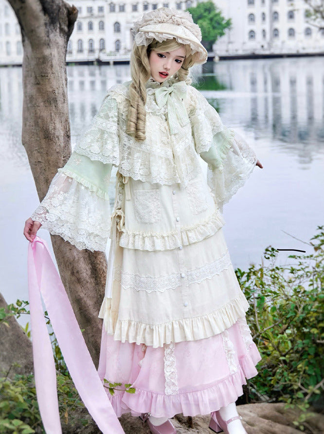 Top Rock Schürze Schal China Romantische Band Spitze Stickerei