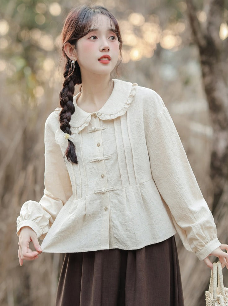 襟付きチャイナブラウスドールレース