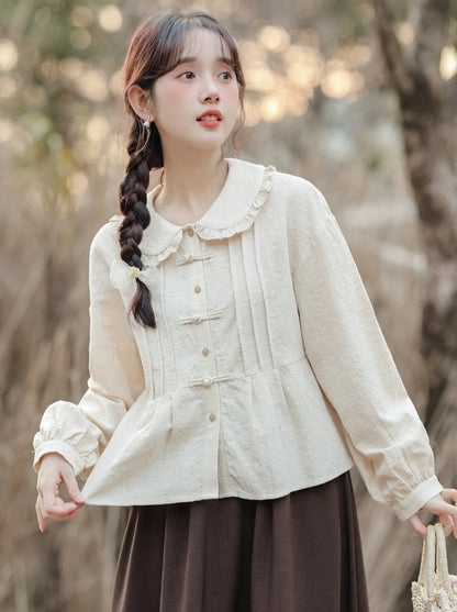 襟付きチャイナブラウスドールレース