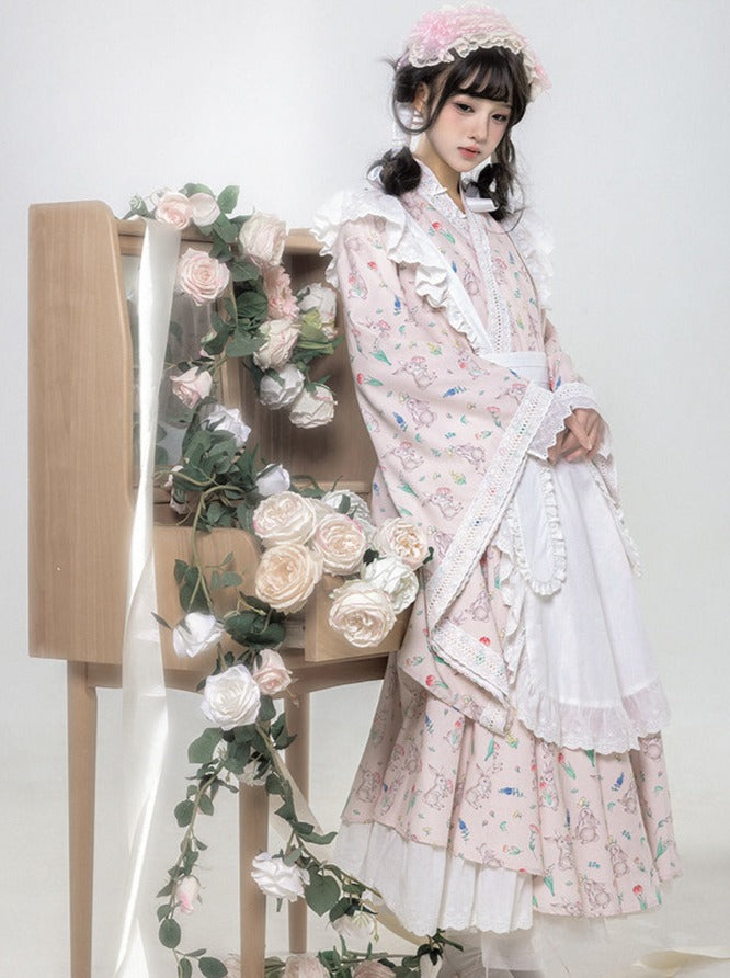 Set Maid Print Lolita Japanischer Schürzenrock