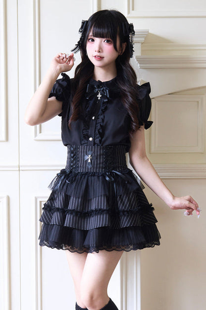 Gothic Lace Sleeve Blouse Wide