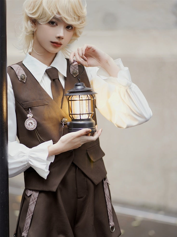 Ballonbluse Hose Weste Rüsche + Junge Detektiv