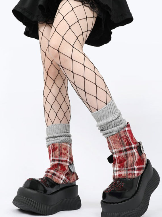 Check Short Boots Belt Heeled