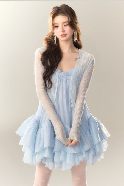 Perlensaum-Sohlenkleid Sweet Cami Salt Sea