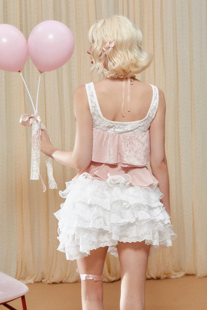 トップス レイヤードタンク レース