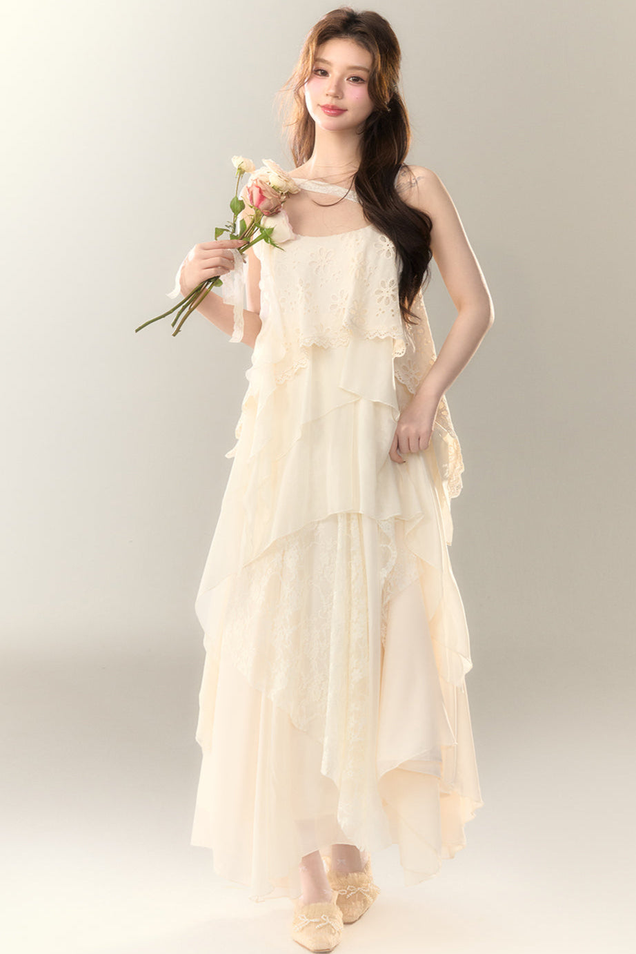 ロゼル イレギュラー ドレス ロング マルチレイヤー ヘビースカート