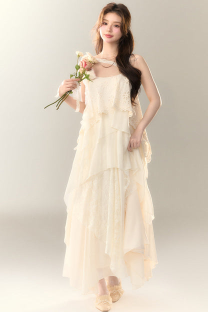 ロゼル イレギュラー ドレス ロング マルチレイヤー ヘビースカート