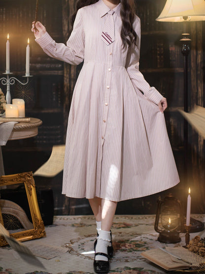 Hemdkleid Farbe + Krawatte Plissee Marine Anzug Gestreift Abzeichen Retro Magic Dress Academy