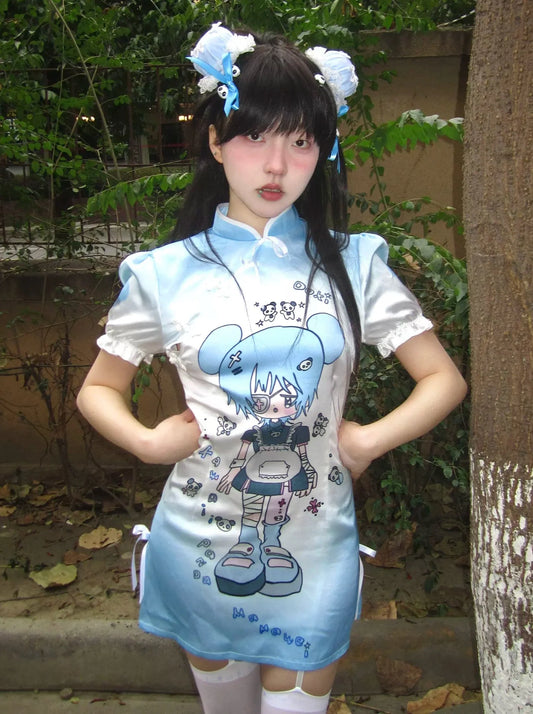 サブカルチャーエプロンドレスブルータイト+ガール