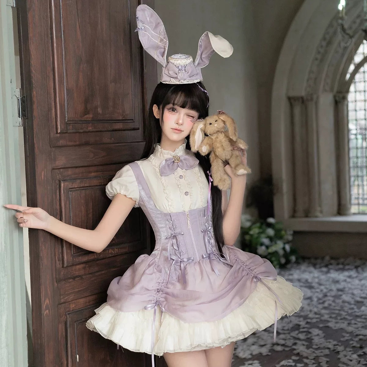 Bloé Rabbit Lolita JSK – Boned Waist-Cinching Princess Dress | Caramel Antique