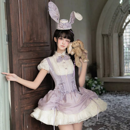 Bloé Rabbit Lolita JSK – Boned Waist-Cinching Princess Dress | Caramel Antique