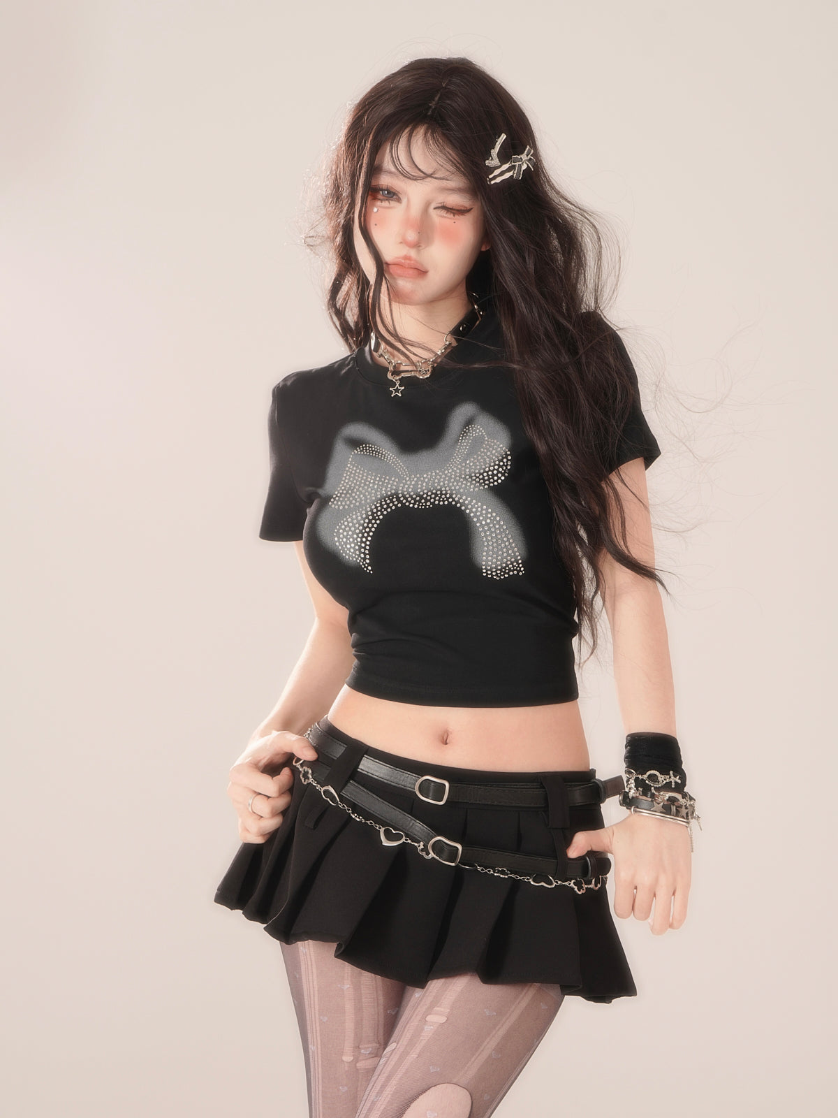 Transparentes Top Sommer Short Ribbon