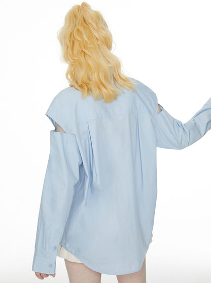 Ice Long Schlitz Blau Schulter Shirt