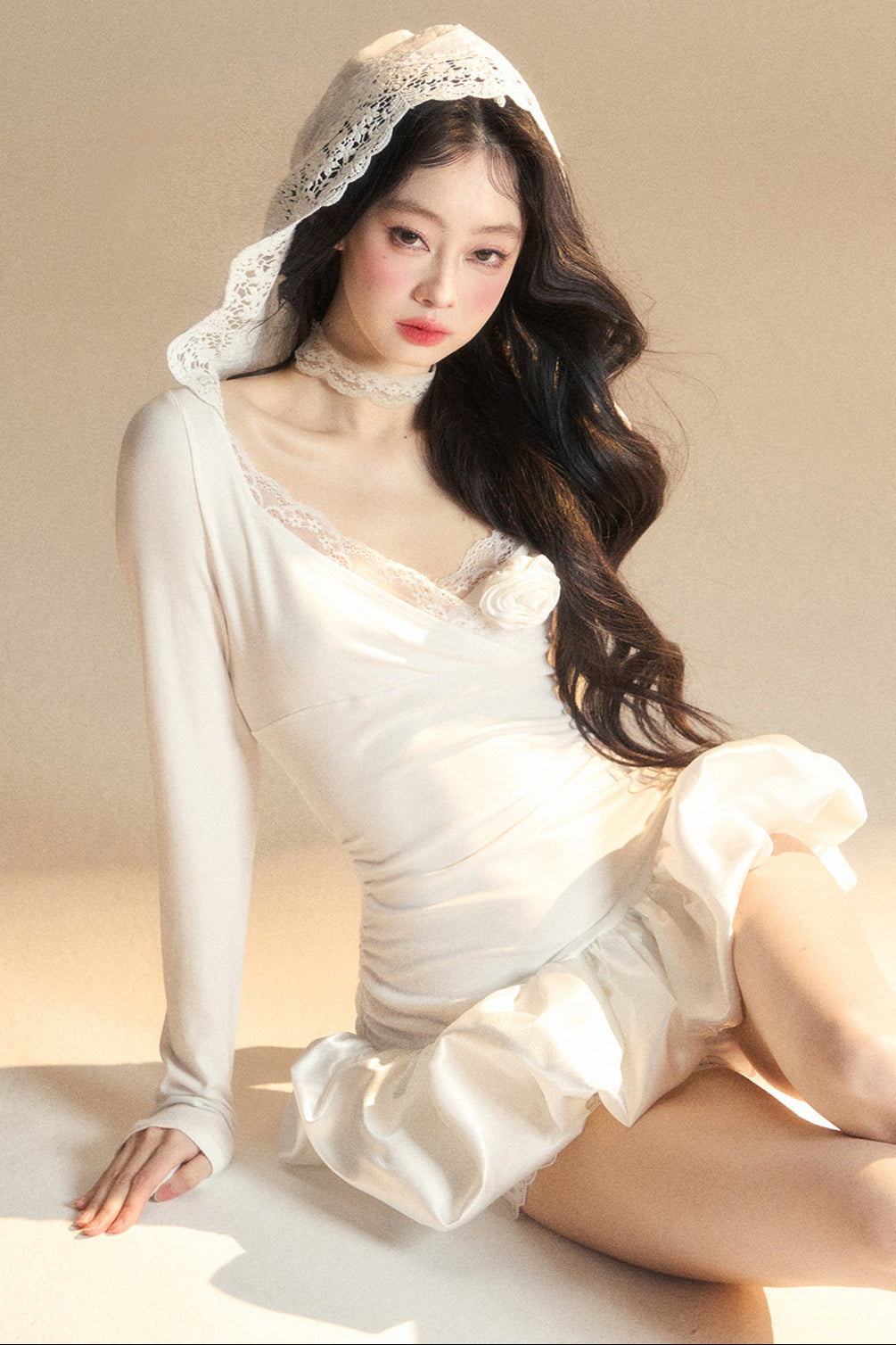 Ballon-Kurzes Spitzenkleid mit Kapuze und Ballettkern