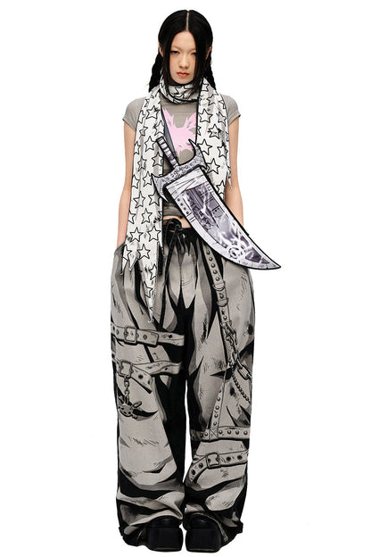 Hand 3D pants design loose painted