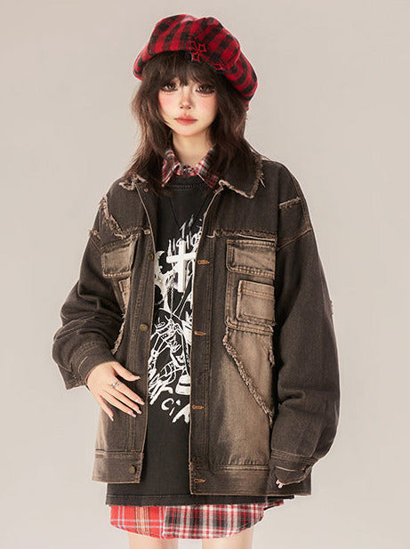 Gradient Street – Schwarze Retro-Jeansjacke