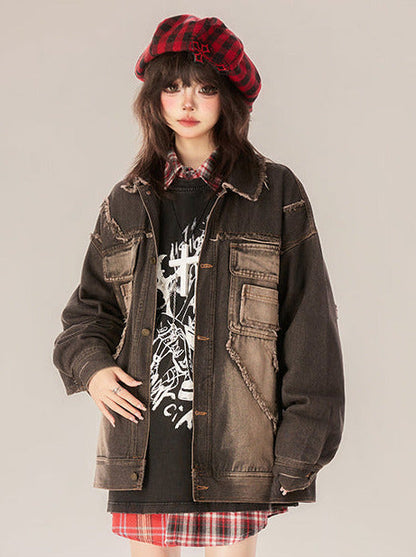 Gradient Street – Schwarze Retro-Jeansjacke