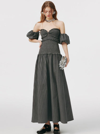 トップロングチューブオフショルダードレス