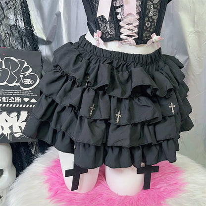 Y2K Subculture Niche Cross Fluffy Cake Skirt