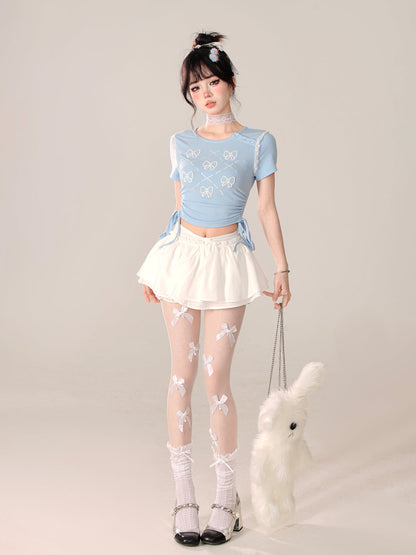 Süßes, schmales Top mit Schleife und kurzer Passform