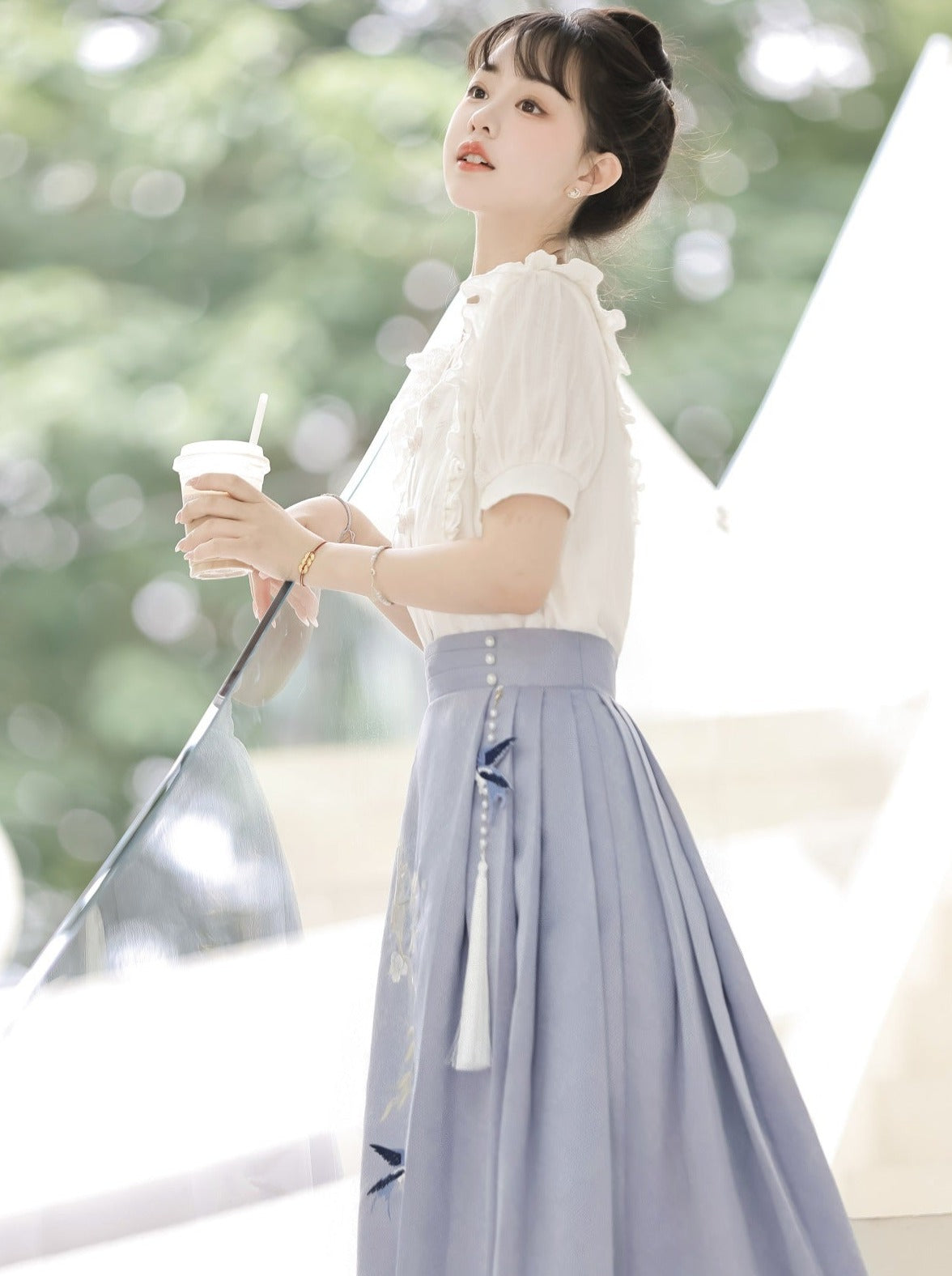 Sommer Faltenrock Retro Rüschen Top Design China