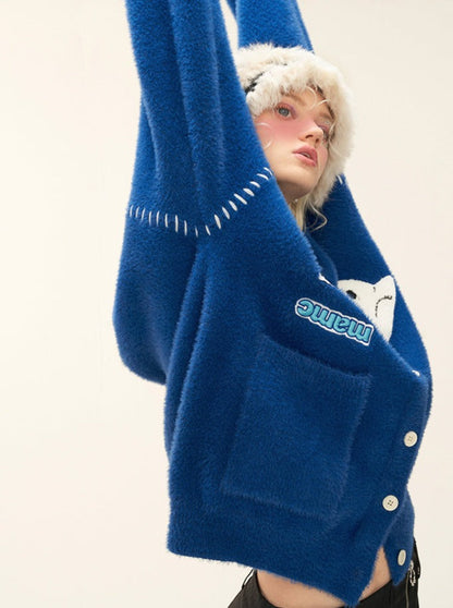 ポーラーVネックベアロゴカーディガン