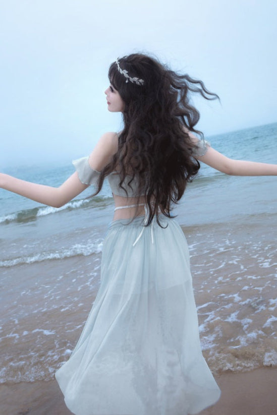 Light Split Mermaid Swimsuit Blue Set