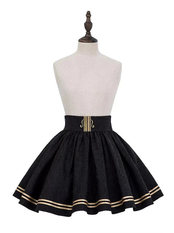 ジャカード刺繍のクラシックコンダクターシャツスカートセットアップ