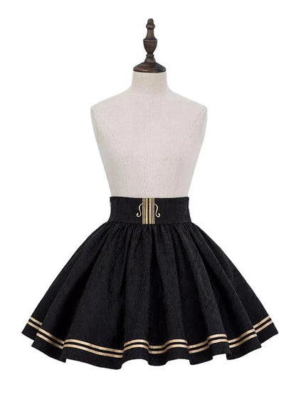 ジャカード刺繍のクラシックコンダクターシャツスカートセットアップ