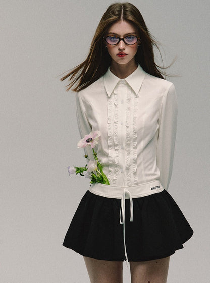 フリルデザインセンターシャツ ウェストマーク