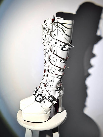 XueHaiJi Gothic Platform Knight Boots — Square Toe Lolita Punk