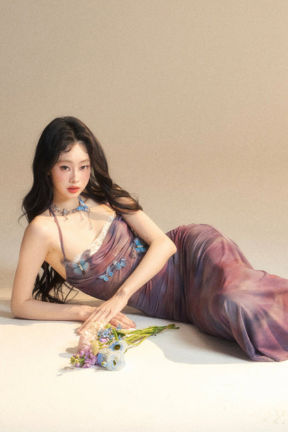 Eng anliegendes One-Shoulder-Spitzenkleid