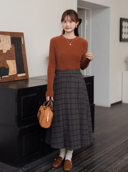 グレースカート チェックプリーツ ロング レトロ